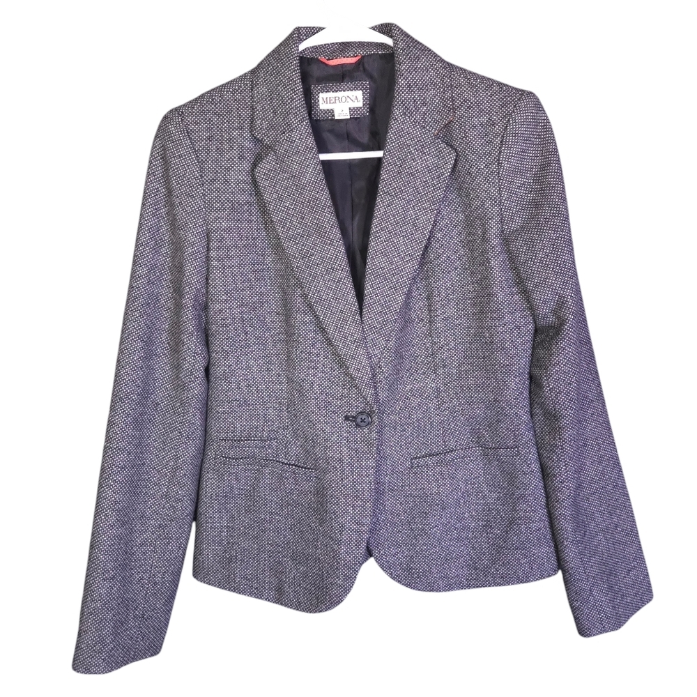 Merona Tweed Wool Blend Blazer Size 2 Business Office‎ Formal